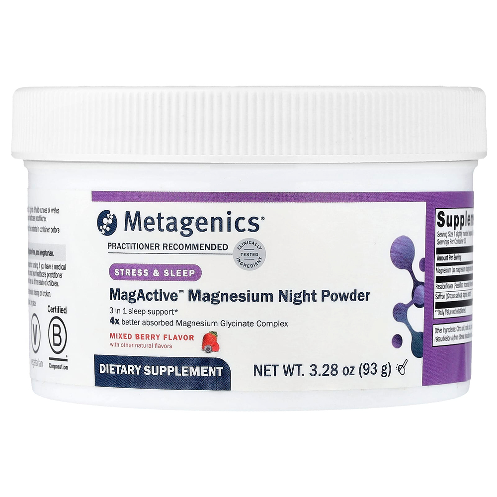 Metagenics, MagActive™, ночной порошок с магнием, ягодное ассорти, 93 г (3,28 унции)