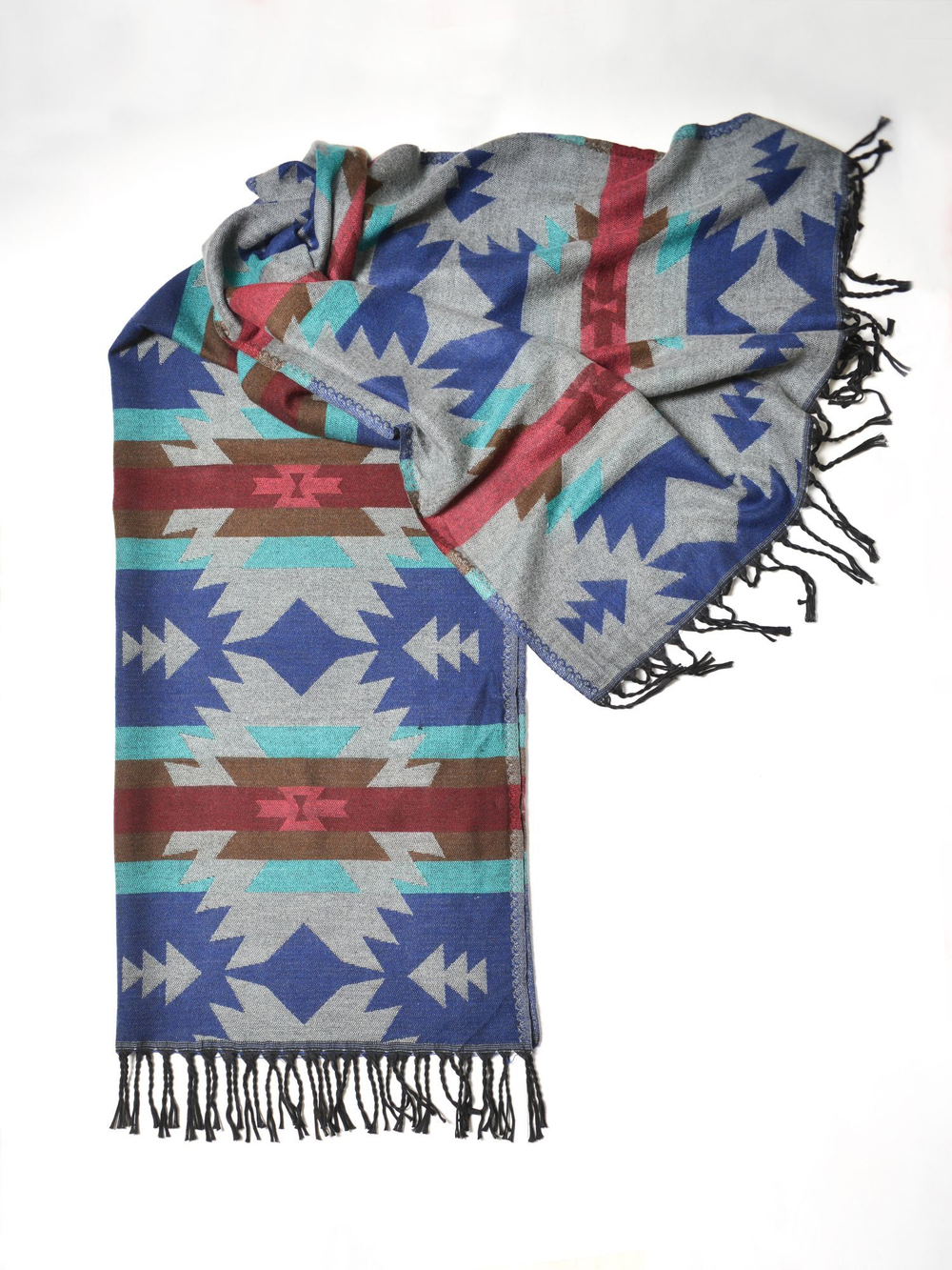 Палантин теплый с орнаментом Навахо