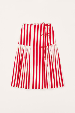 ZARA ЮБКА-МИДИ В ПОЛОСКУ LIMITED EDITION, БЕЛЫЙ/КРАСНЫЙ