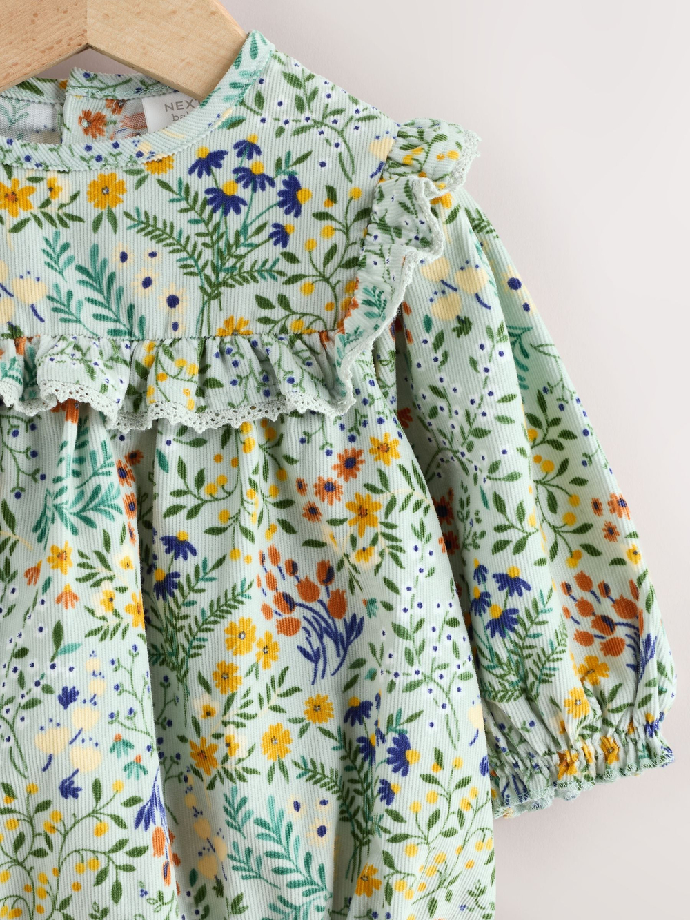 Платье-песочник и колготки в комплекте для девочек Next AN7-953, Светло-зеленый, Молочный