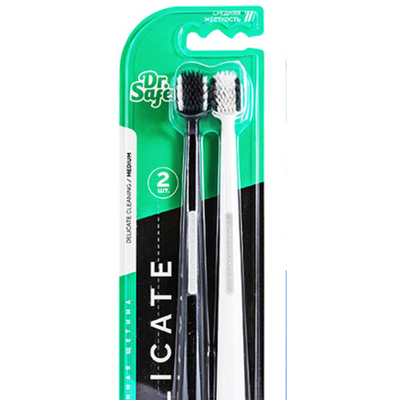 Зубная щетка Dr.Safe блистер 2шт черная/белая (144)