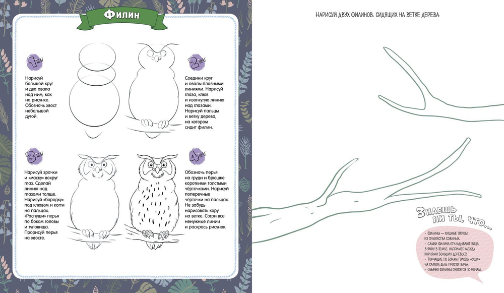 В лесу. Рисуем по шагам