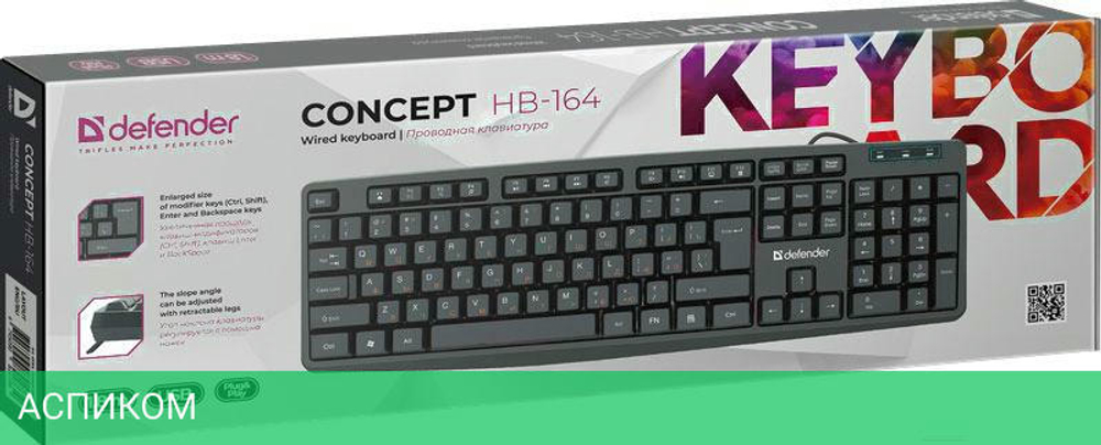 Клавиатура Defender Concept HB-164 черный (45164)