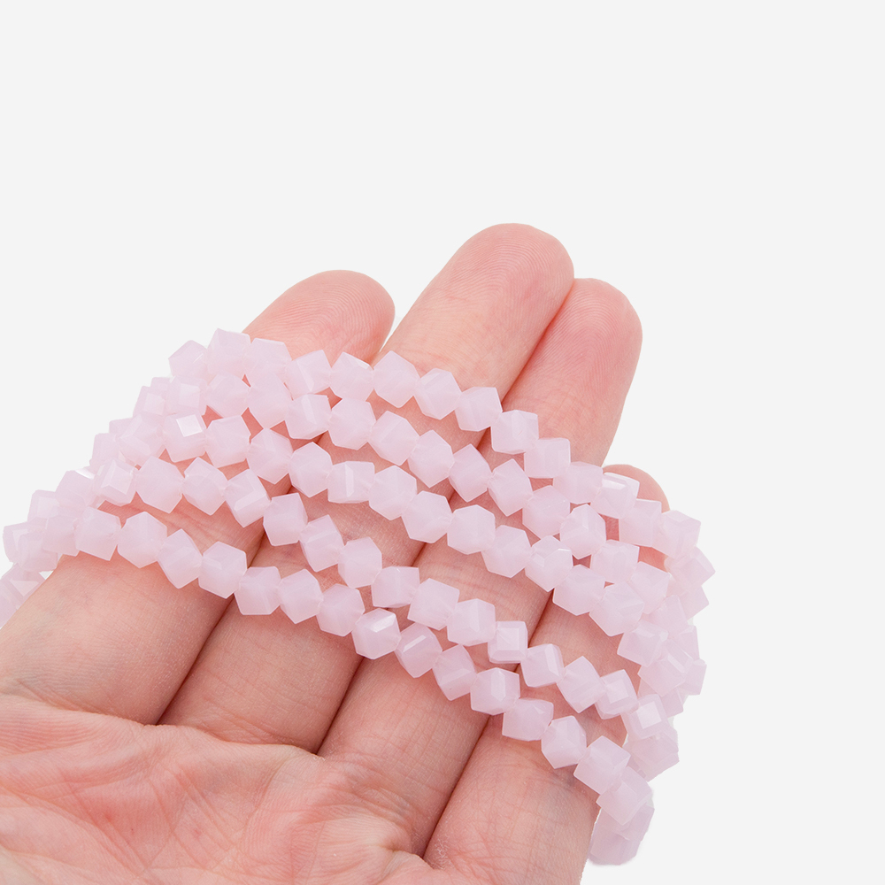 Хрустальные бусины, оттенок "Розовый опал", 5мм, куб с гранями