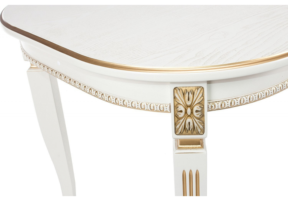 Стол деревянный Woodville Romeo молочный с золотой патиной