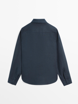 Massimo Dutti Свободная рубашка из 100% льна, темно-синий