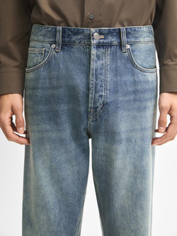 Massimo Dutti Зауженные джинсы с эффектом потертости, индиго