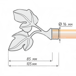 Карниз кованый для штор Лист Ветка d16 мм однорядный, цвет хром матовый