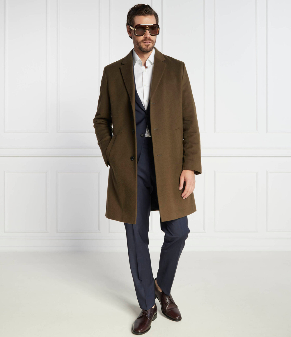 Хлопковое пальто h-hyde-c-224 BOSS BLACK - коричневый(50485199)