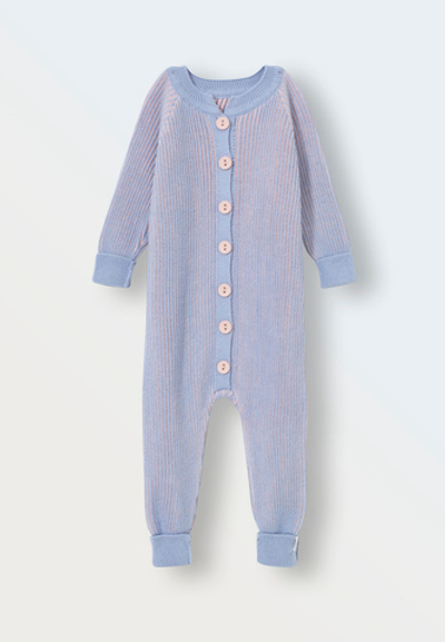 Вязаный комбинезон двухцветный (василек+пудра)