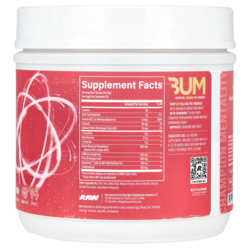 Raw Nutrition, Bum Essentials, Essential Charged перед тренировкой, цитрусовый и грейпфрут, 406,25 г (14,33 унции)