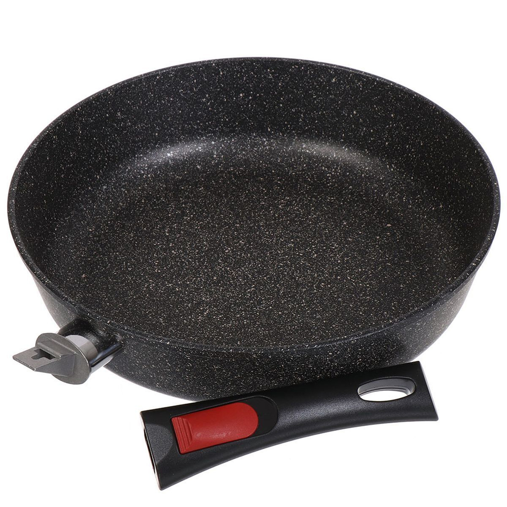 Сковорода алюминий, 28 см, антипригарное покрытие, Нева Металл Посуда, Гранит, L18028i, съемная ручка, индукция