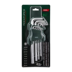 Набор ключей Г-образных 6-гранных длинных 9пр. (1.5, 2, 2.5, 3-6, 8, 10мм) в пластиковом держателе RockForce##Rock FORCE RF-5093L