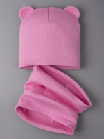 Шапка для девочки с ушками и снуд на осень