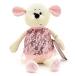 Мышка Мила в розовом платье, 21 см.