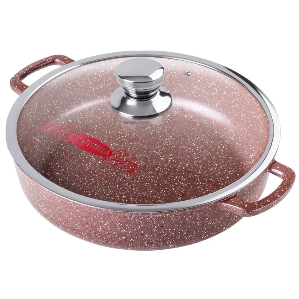 Жаровня литой алюминий 4,5л 30*9,5см «Шоколад» со стеклянной крышкой ж6130аш