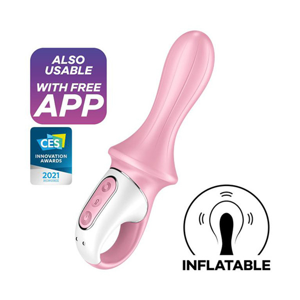 Розовый вибромассажер 18,1см Satisfyer Air Pump Booty 5+ J2018-265