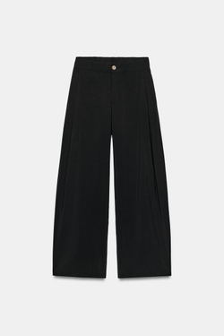 ZARA СВОБОДНЫЕ БРЮКИ BARREL, ЧЕРНЫЙ