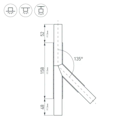 Тройник PLS-LOCK-H25-T135L левый (с экраном MAT-L) (Arlight, Металл) 026241