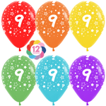 Шар с рисунком Цифра 9 ассорти