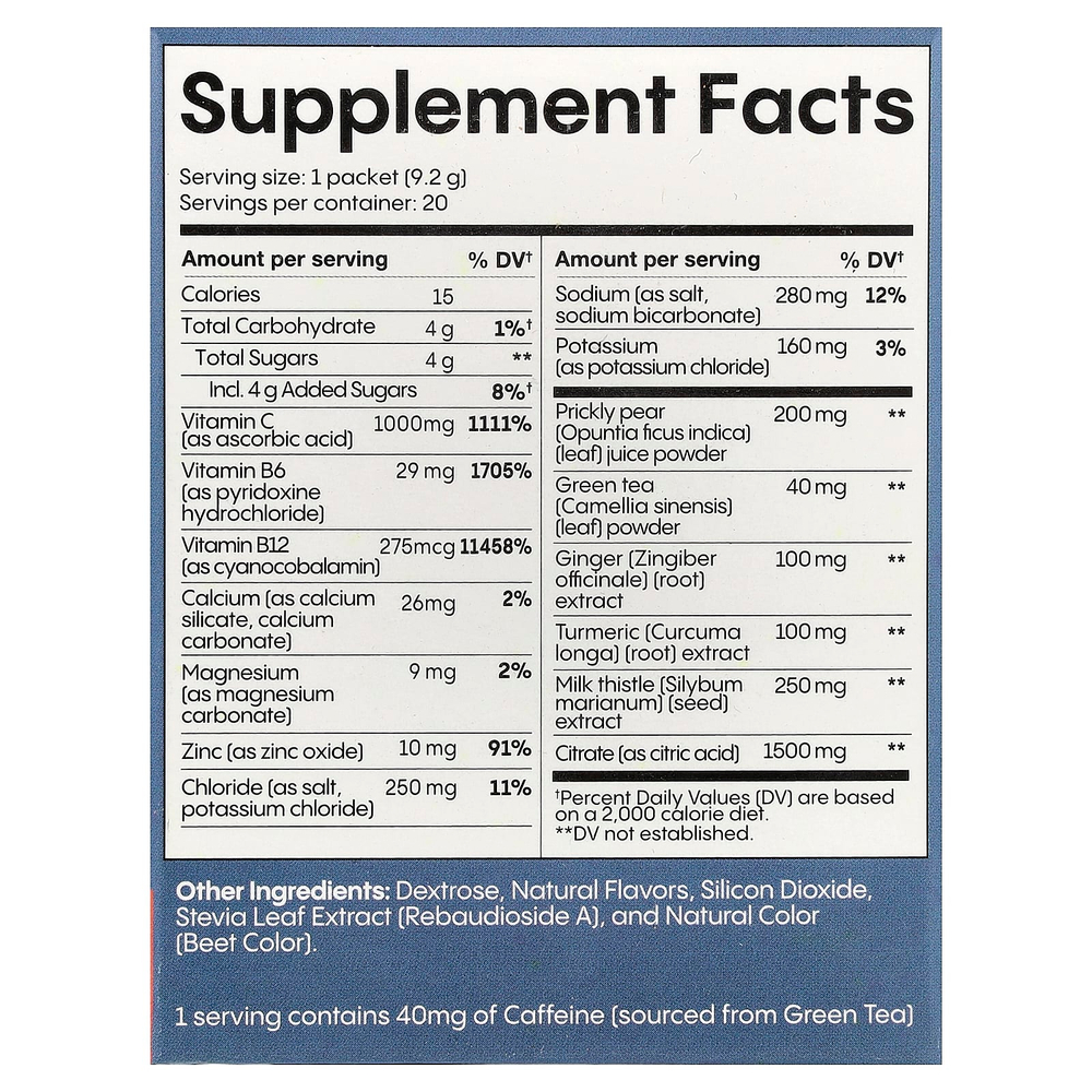 Hydralyte, HydraLyte Plus®, поддержка печени, красный апельсин и имбирь, 20 пакетиков по 9,2 г (0,32 унции)