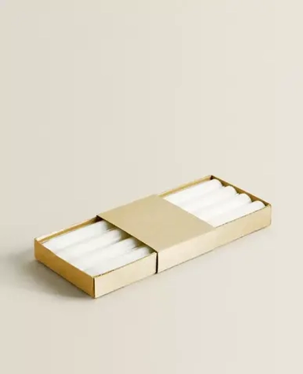 ZARA HOME ВЫСОКИЕ ДЕКОРАТИВНЫЕ СВЕЧИ ЦИЛИНДРИЧЕСКОЙ ФОРМЫ (4 ШТ.), БЕЛЫЙ
