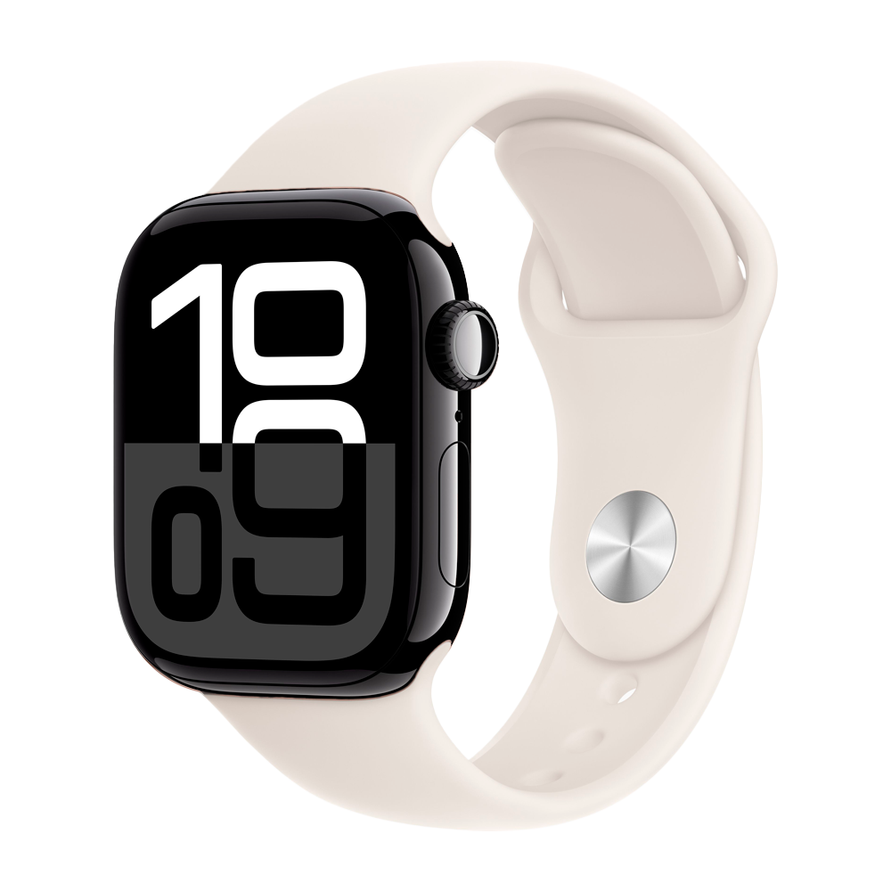 Умные часы Apple Watch Series 10 GPS, 42mm, Jet Black Aluminium Case with Sport Band M/L, Light Blush (Черный)