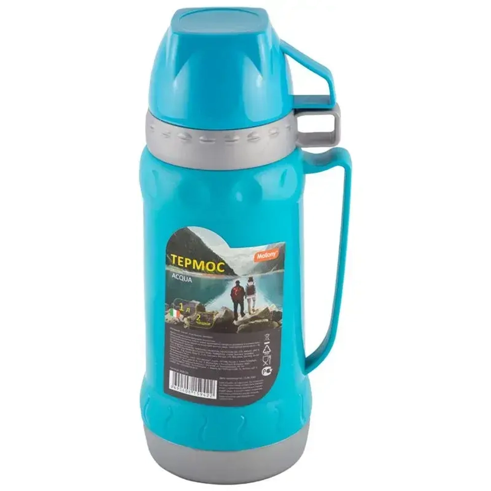 Термос в пластиковом корпусе со стеклянной колбой ACQUA, 1,0 л (2 чашки)