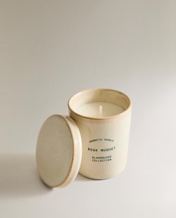 Zara Home Свеча ароматическая Rose Muguet 170 г, растительный воск, аромат цветочный, Розовый