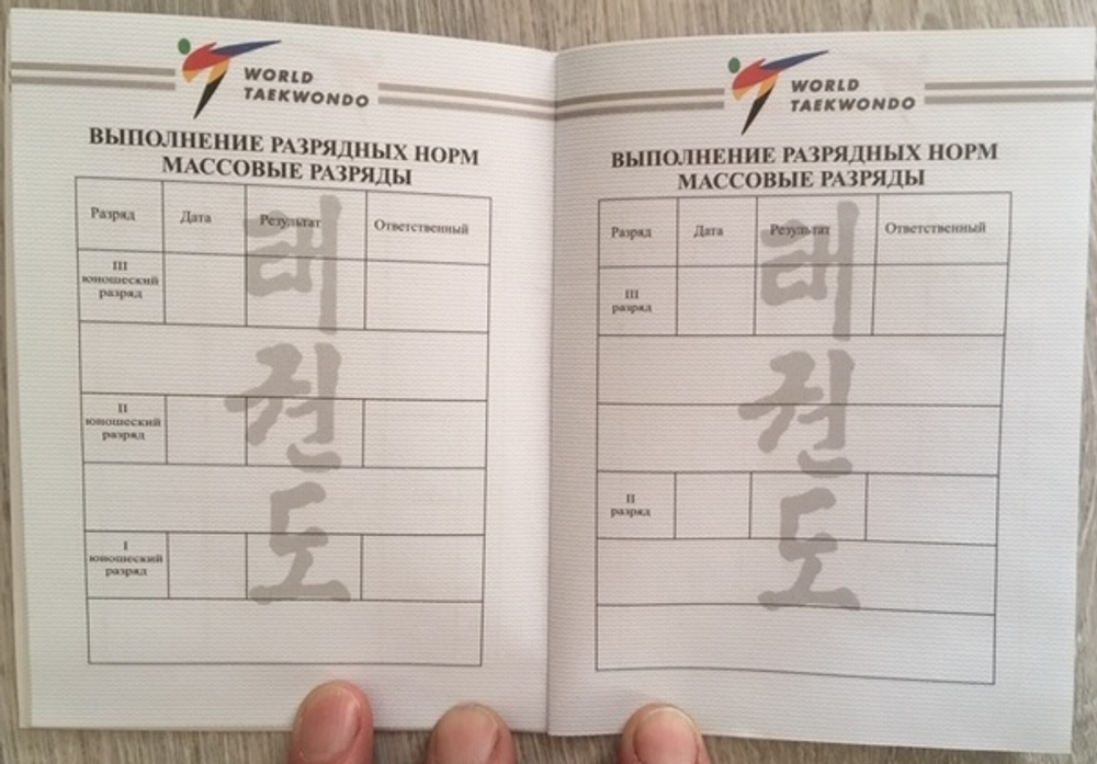 Зачетная классификационная книжка WT