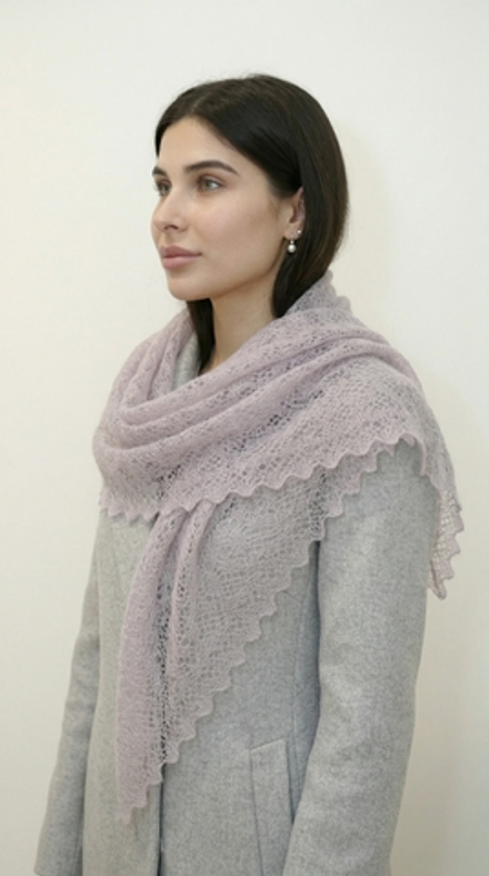 Оренбургский пуховый палантин П3-12040-06 магнолия