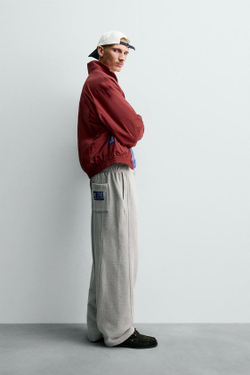 ZARA X CHAMPION ® БРЮКИ-ДЖОГГЕРЫ WIDE FIT, СЕРЫЙ МЕЛАНЖ