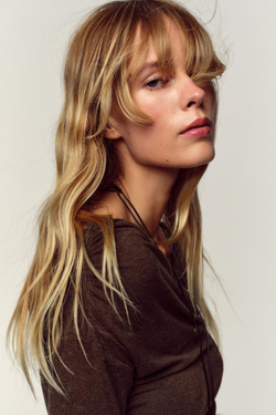 ZARA ТОП С ДРАПИРОВКОЙ И ПЕРЕКРЕСТНЫМ ВЫРЕЗОМ, КОРИЧНЕВЫЙ МЕЛАНЖ