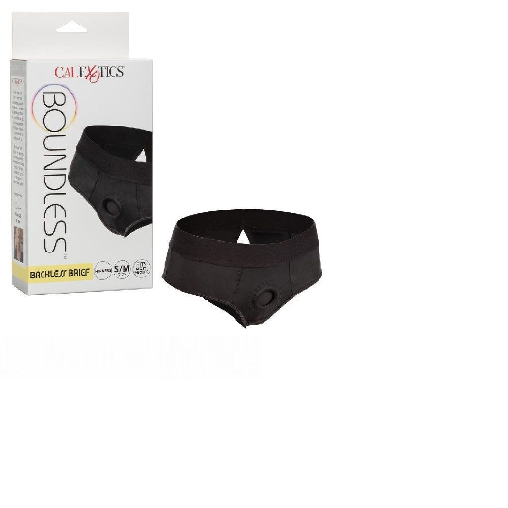 Черные трусы для страпона BACKLESS BRIEF HARNESS S/M (Размер: S-M) (Цвет: черный)