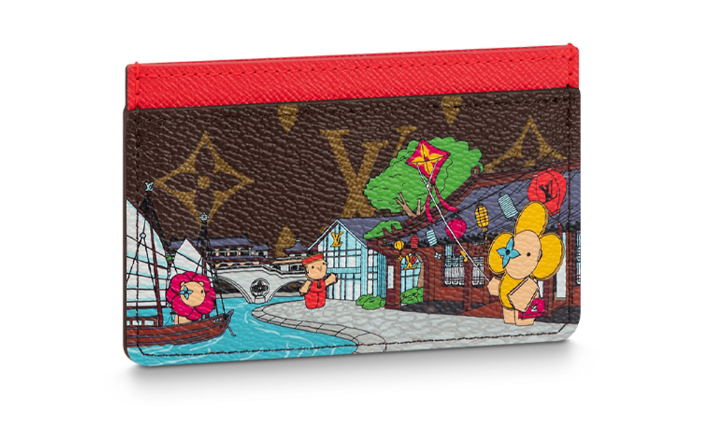 LOUIS VUITTON Coated Canvas Card Holder Regular Women"s Brown