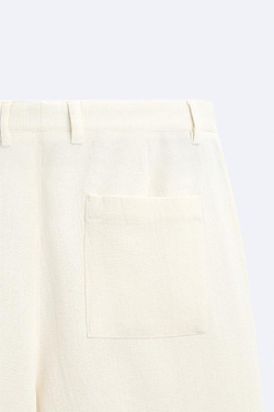 ZARA ШОРТЫ ИЗ РЕЛЬЕФНОЙ ТКАНИ, ЖЕЛТОВАТО-БЕЛЫЙ