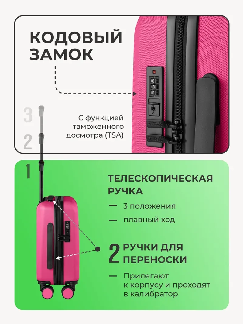 Чемодан Bonle размер XS Розовый