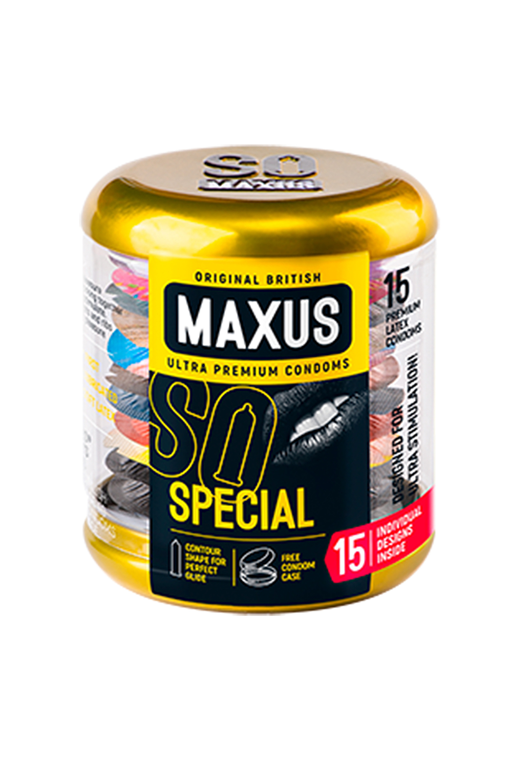 Презервативы с точками и рёбрами в железном кейсе MAXUS Special - 15 шт