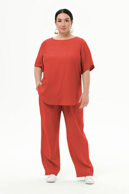 Брюки прямые из вискозы, паприка