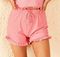 Qadın üçün fırfırlı çəhrayı pijama şortu 10061017
