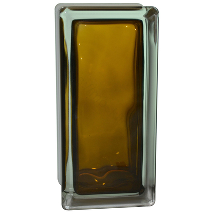 Стеклоблок Vitrablok Половинка Бронзовый Волна 19x9x8 - окрашенный внутри