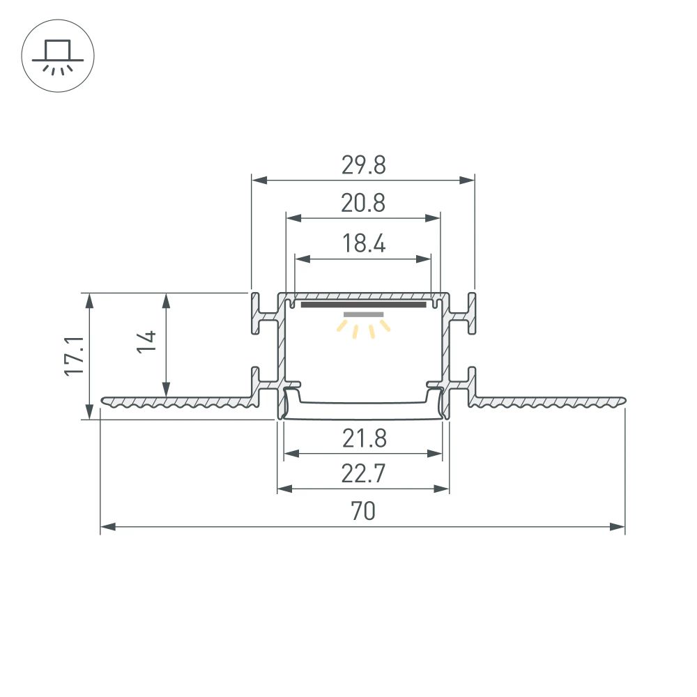 Профиль FANTOM-W23-2000 ANOD (Arlight, Алюминий) 040330