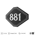 Номерок на дверь квартиры 881, для кабинета, офиса, шильдик 9 х 7 см, черный, Айдентика Технолоджи