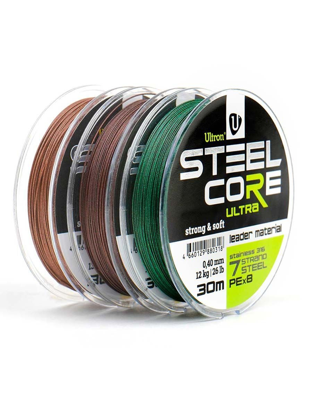 Поводковый материал STEEL CORE Ultra 0,40 мм, 12 кг, 30 м