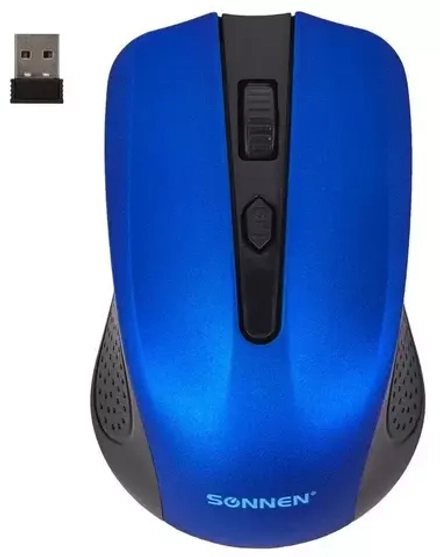Мышь беспроводная SONNEN V99, USB, 1000/1200/1600 dpi, 4 кнопки,оптическая, синяя, 513530