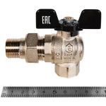 Кран шаровой полнопроходной угловой STOUT - 1/2" (ВР/НР-американка PN50, Tmax 150°C, ручка-бабочка)