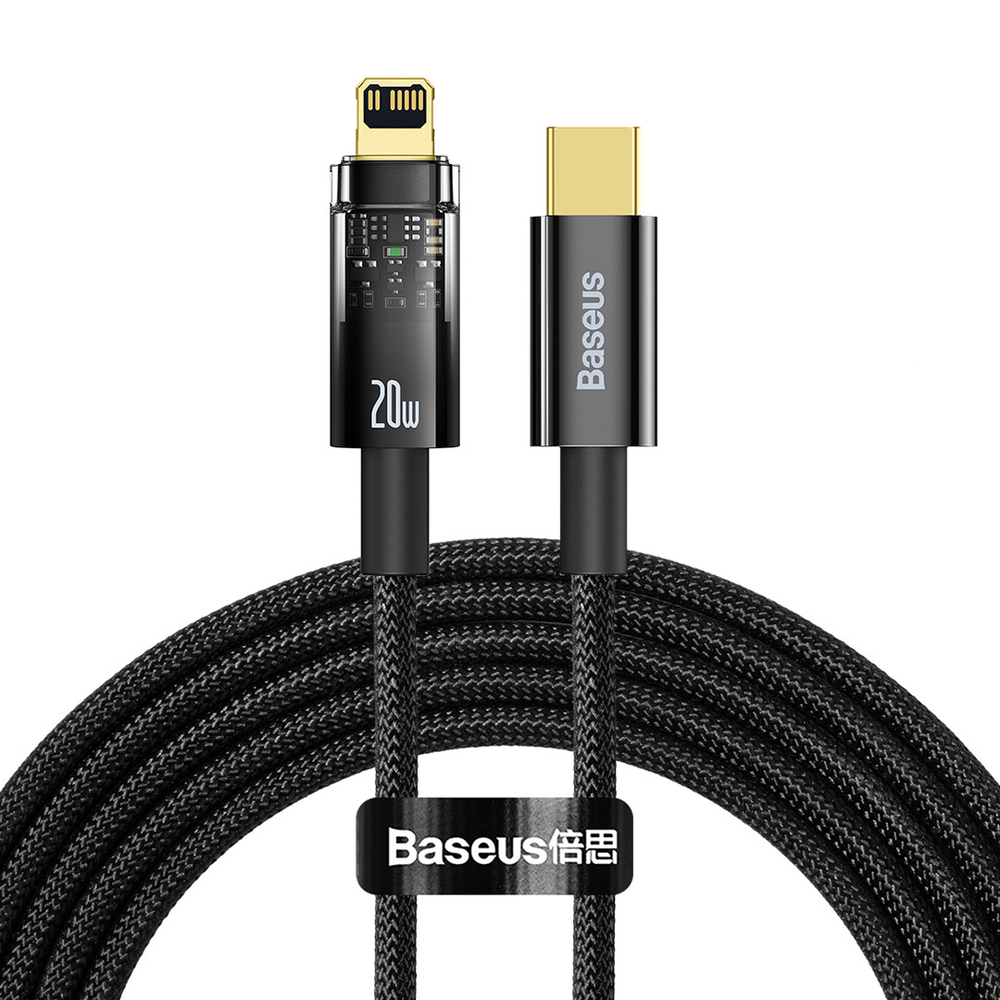 Lightning Кабель Baseus Explorer Series Auto Power-Off Fast Charging Data Cable Type-C to IP 20W 2m - Black