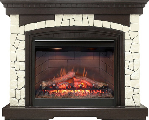 Каминокомплект Glasgow - Темный дуб / Белый (Высота 1070 мм) с очагом Symphony 26'' DF2608-INT