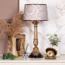 Настольная лампа Испанская Колонна Бронза с абажуром Тюссо Vatican (Ватикан) Латте