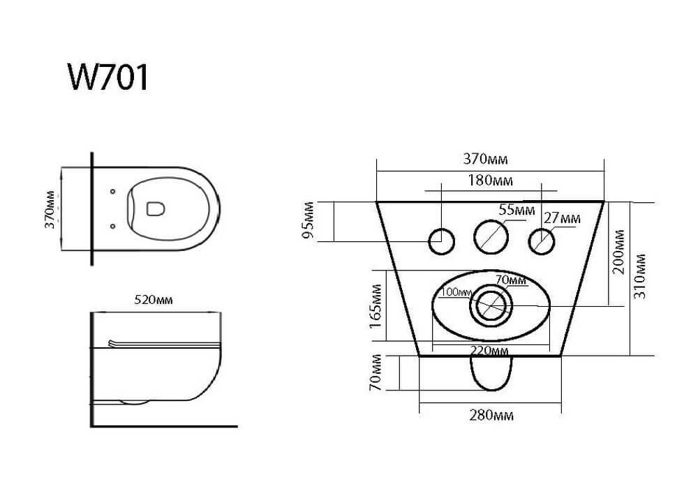 Унитаз керамический Black&White W-701